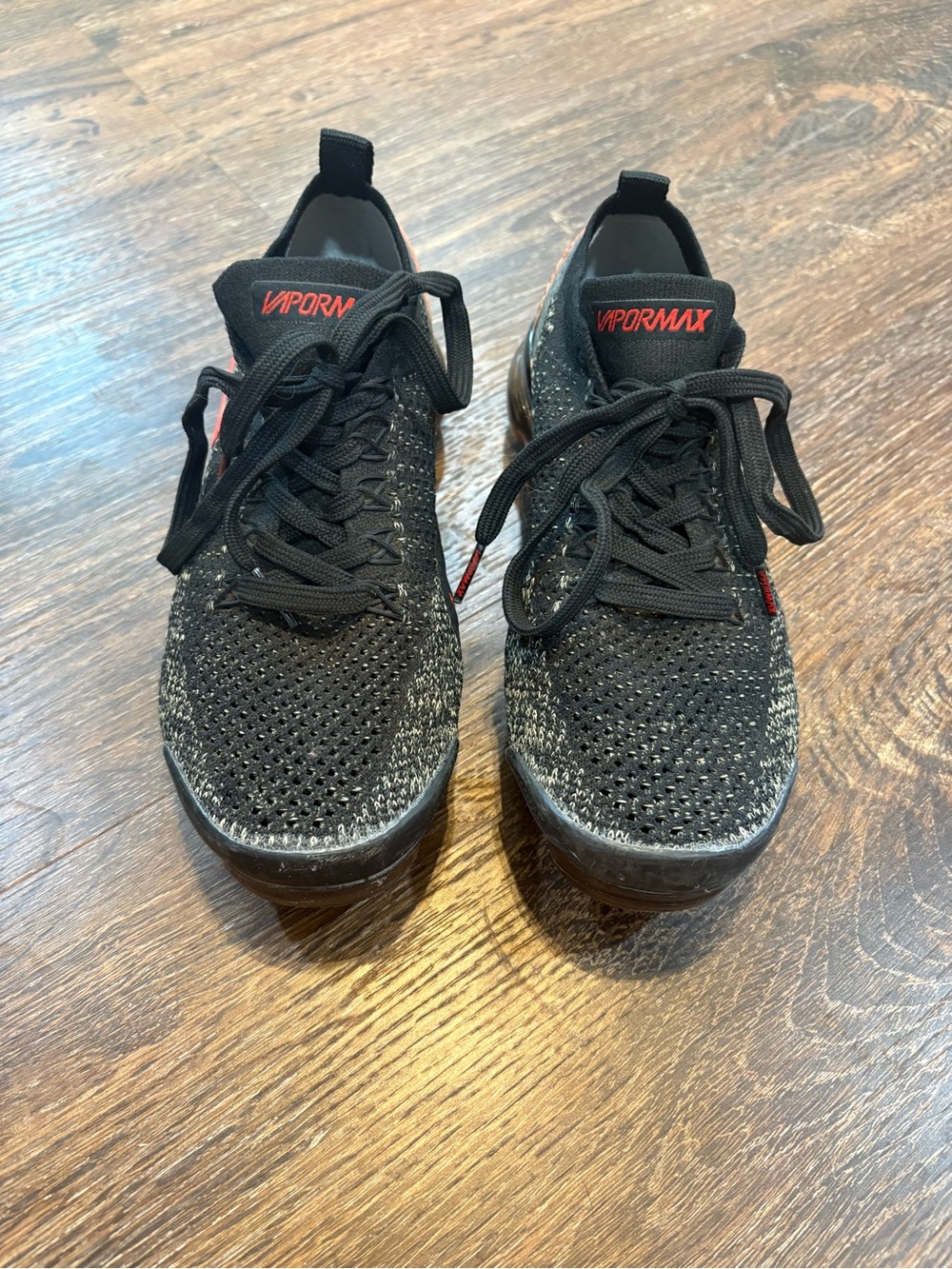 Nike Black & Red Vapormax with Leopard Heel Accent - Picture 2 of 11